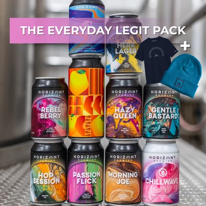 The Everyday Legit Pack/ 10-es sörcsomag személyre szabható Horizont pólóval és téli sapkával