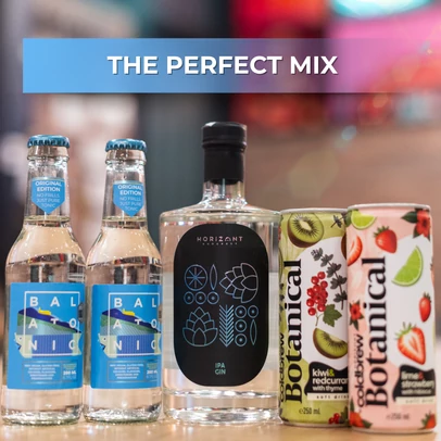 The Perfect Mix / Horizont Ipa Gin, 2 doboz Coldbrew Botanicals, 2 palack Balatonic