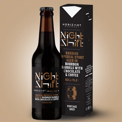 Night Shift Vintage 2023  /  Russian Imperial Stout bourbon hordóban érlelve csokoládéval és kávéval 
