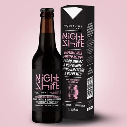Night Shift Vintage 2024  /  Imperial Milk Porter Pedro Ximénez &amp; rum hordóban érlelve meggyel és mákkal