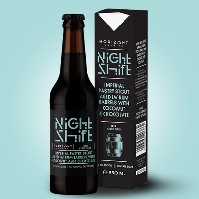 Night Shift Vintage 2025  / Imperial Pastry Stout Rumos hordóban érlelve kókusszal és csokoládéval  - 0,33l
