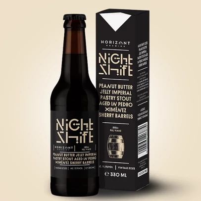 Night Shift Vintage 2025  /  Peanut Butter Jelly Imperial Pastry Stout Pedro Ximénez Sherrys hordóban érlelve - 0,33l